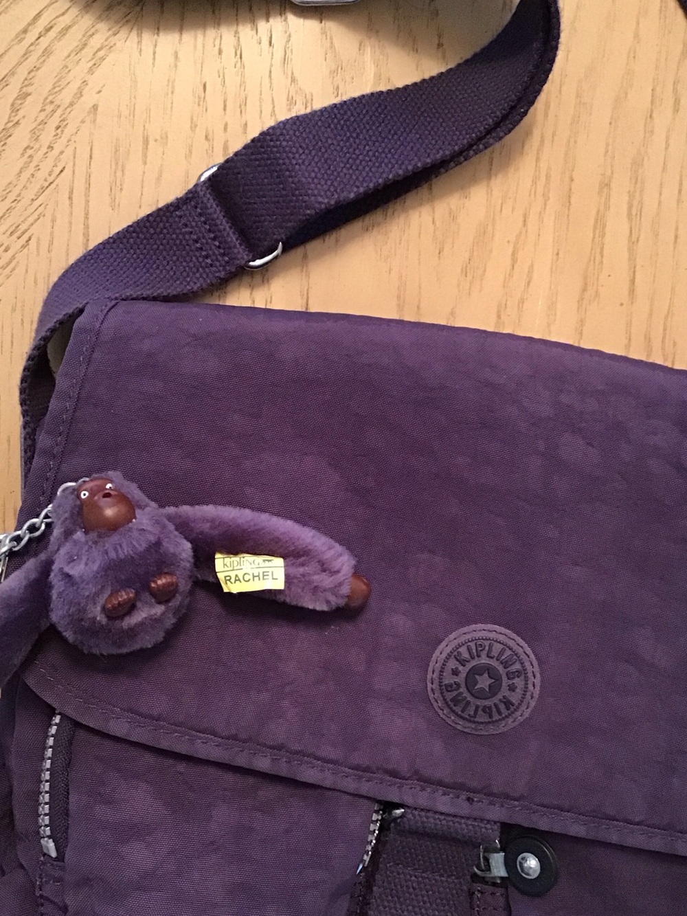 Kipling Plum Purple Crossbody Bag with Monkey Charm - Picture 2 of 6